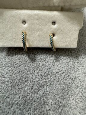 CC Boutique Gold Hoop Earrings with Turquoise Blue Stones